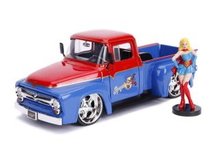 DC Bombshells - 1956 Ford F100 Pickup with Supergirl 1/24th Scale Hollywood Rides Die-Cast Vehicle
