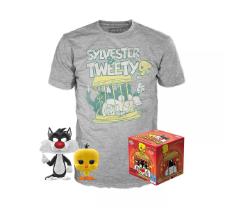 Looney Tunes - Sylvester & Tweety (Flocked) Pop! & Tee (Exclusive)
