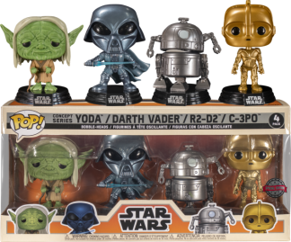 Star Wars - Yoda, C-3PO, Darth Vader & R2-D2 Ralph McQuarrie Concept Series Pop! Vinyl Figure 4-Pack